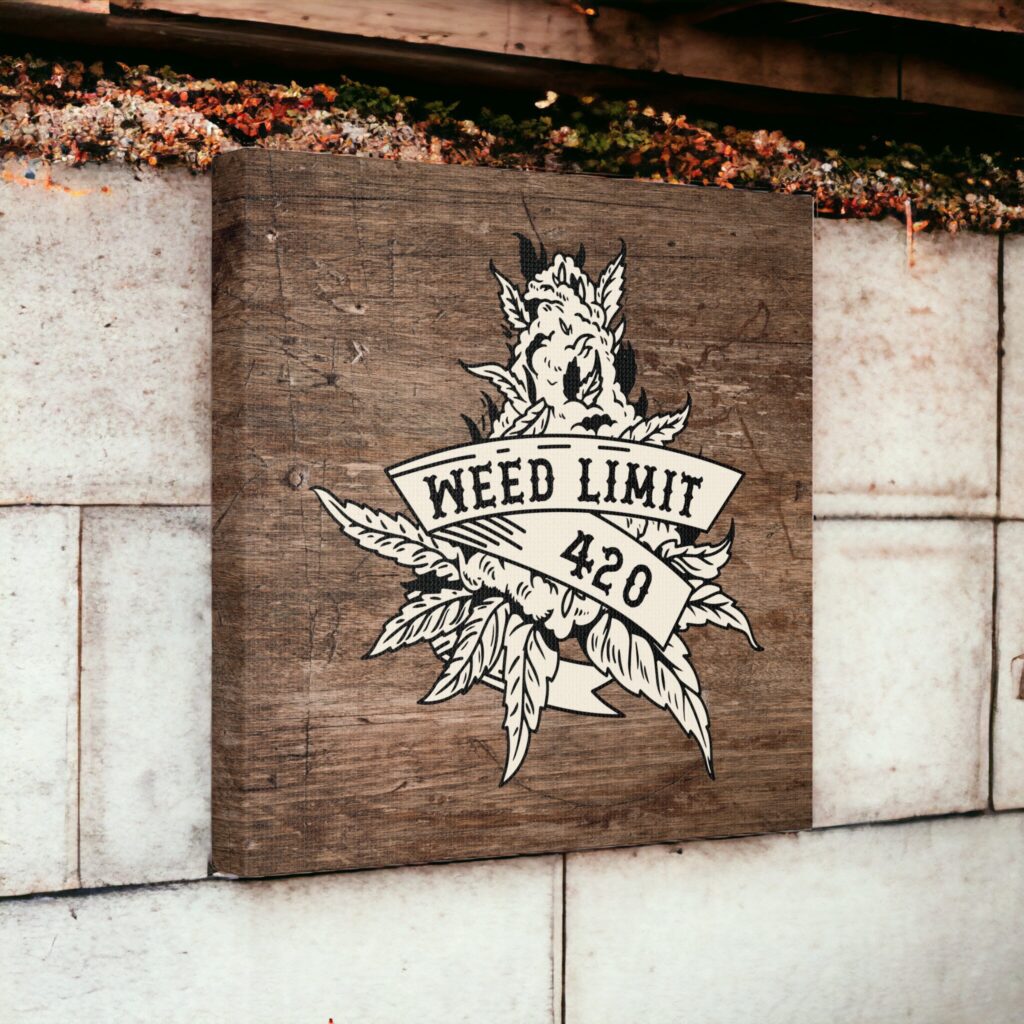 The Ultimate Cannabis Decor: Vintage Rustic Canvas Wall Art with &#8220;Weed Limit 4:20&#8221;
